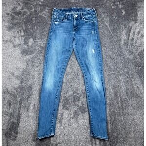 MOTHER The Looker Dark Graffiti Skinny Jeans Womens 25 Stretch Designer Denim